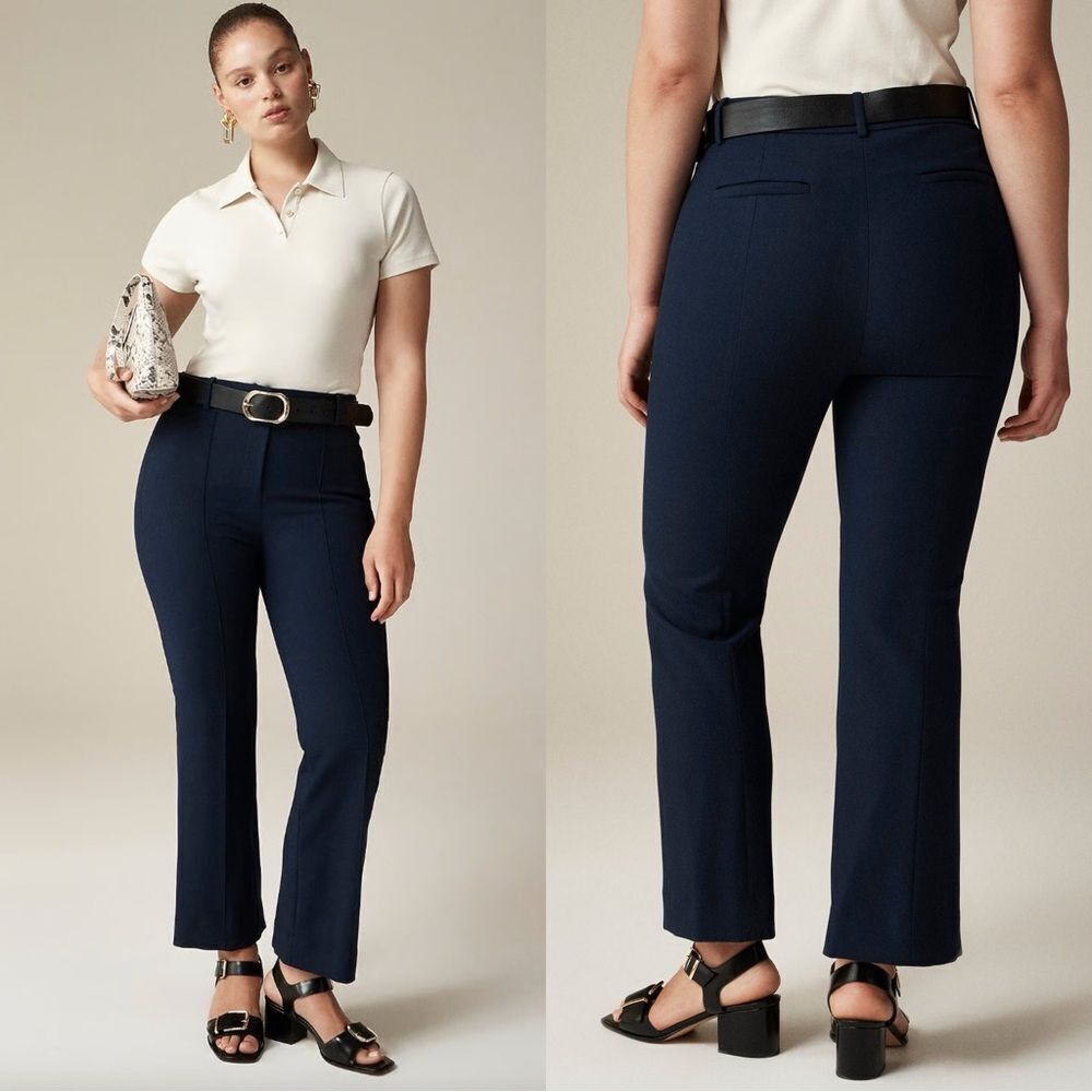 NWT J CREW Tall cropped Natalia pant in four-season stretch in Navy Blue